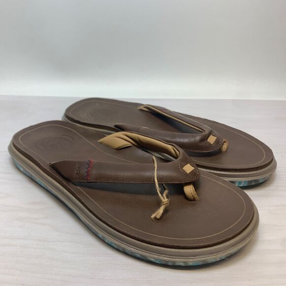 Sanuk Men’s SugarLite Rippah SL Flip Flop Sandal Brown Size 14